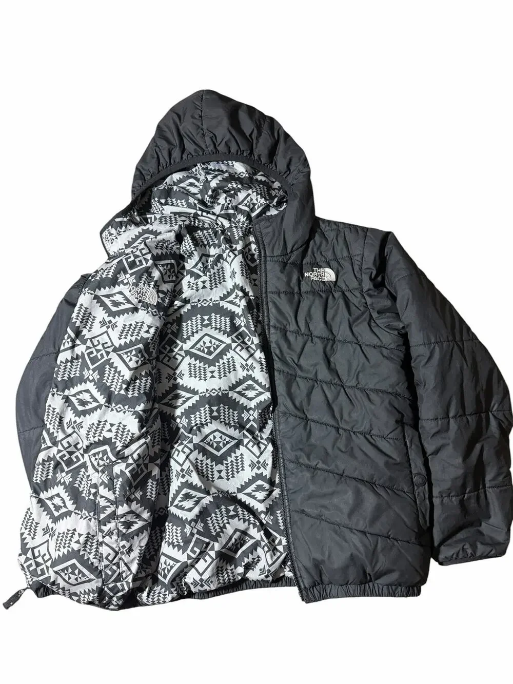 The North Face Boys Reversible Hooded Puffer Jacket Black M 10/12 Insulated